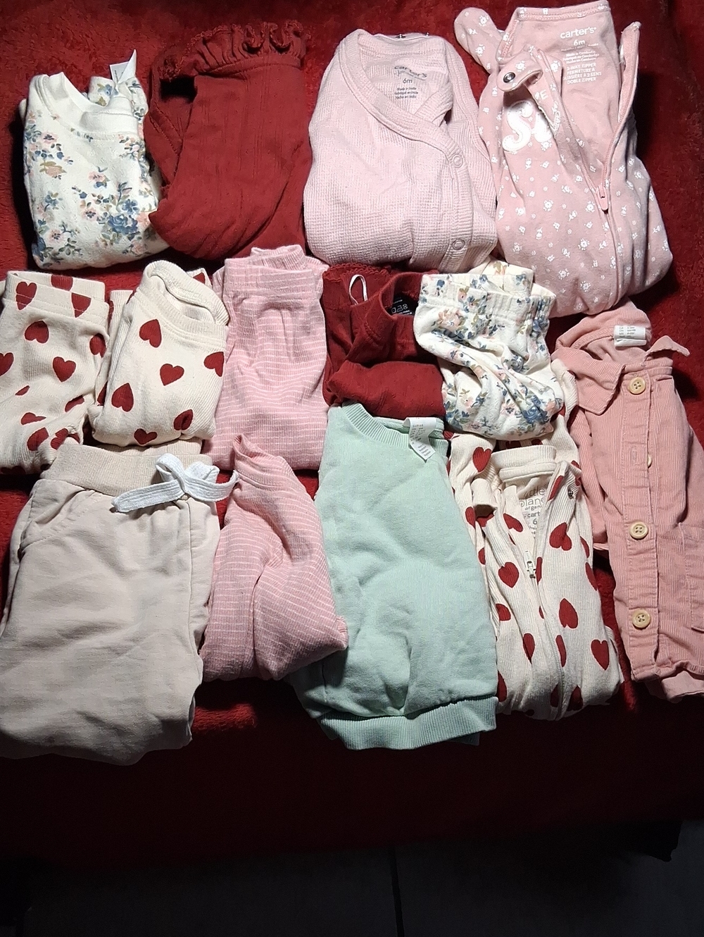H&M,Carters,LP Pink and Red Kids Pajama Set with Hearts and Floral Prints
